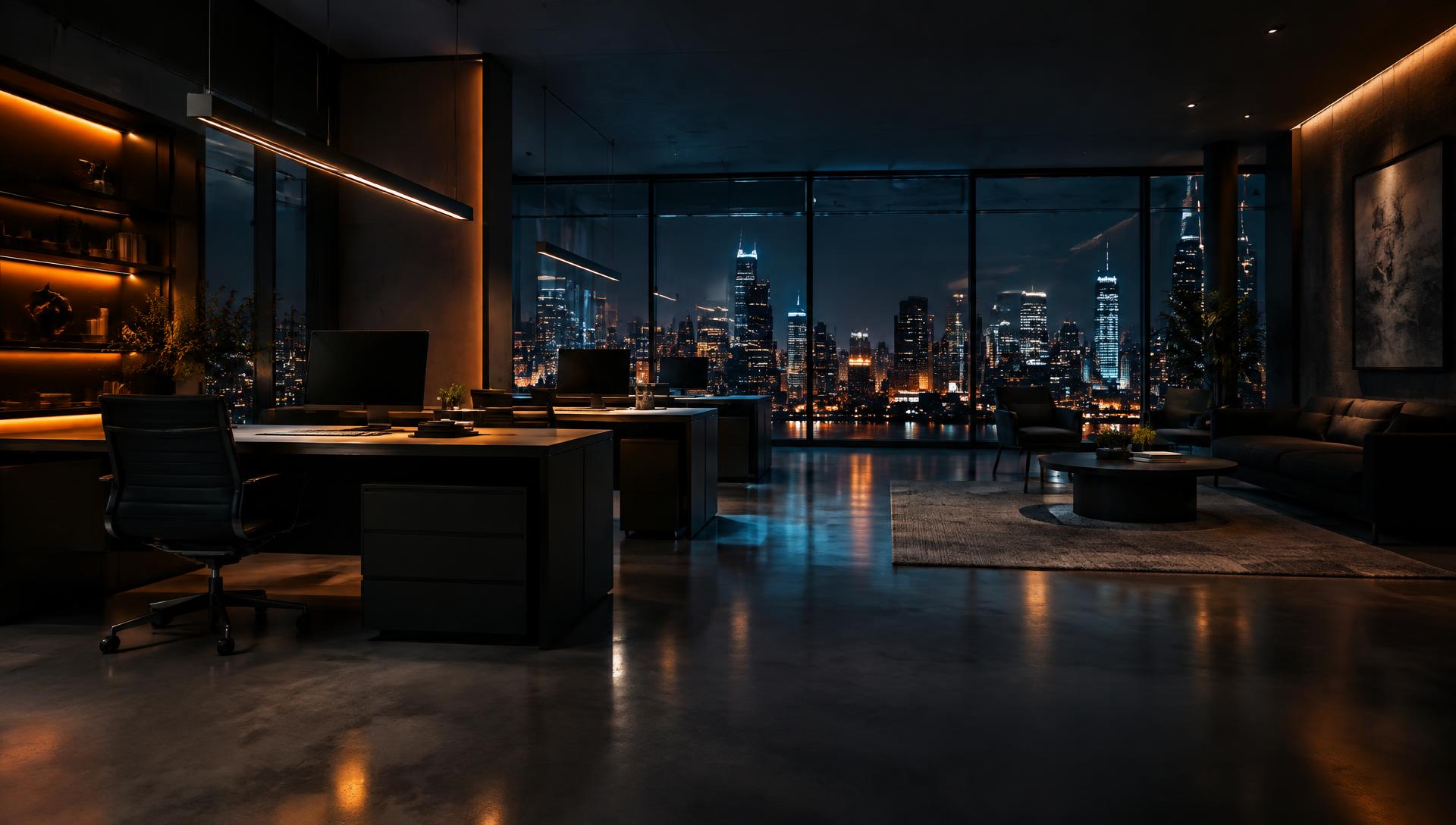 Modern RU Property Group office at night